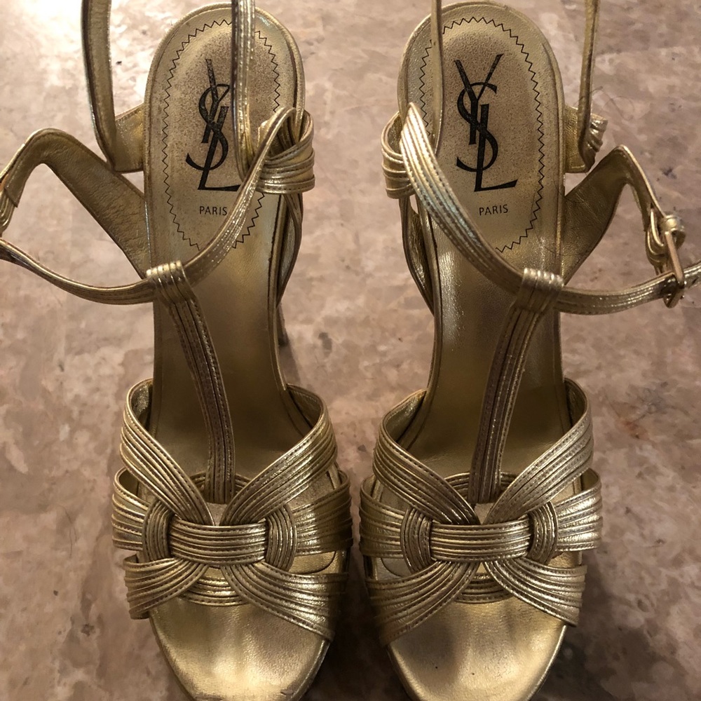 YSL TRIBUTE HEELS GOLD SIZE 40